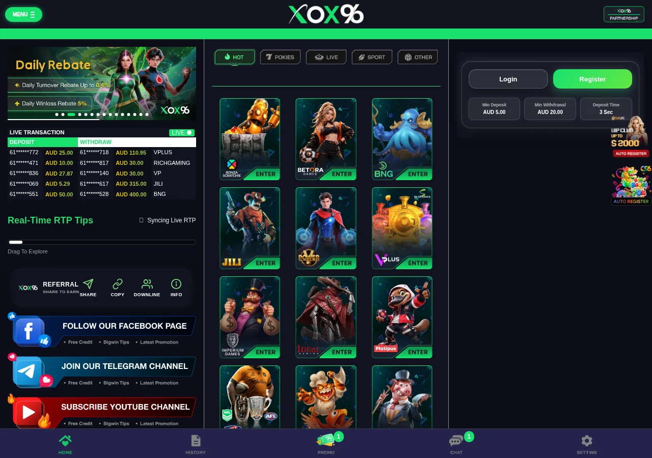 XOX96 game selection