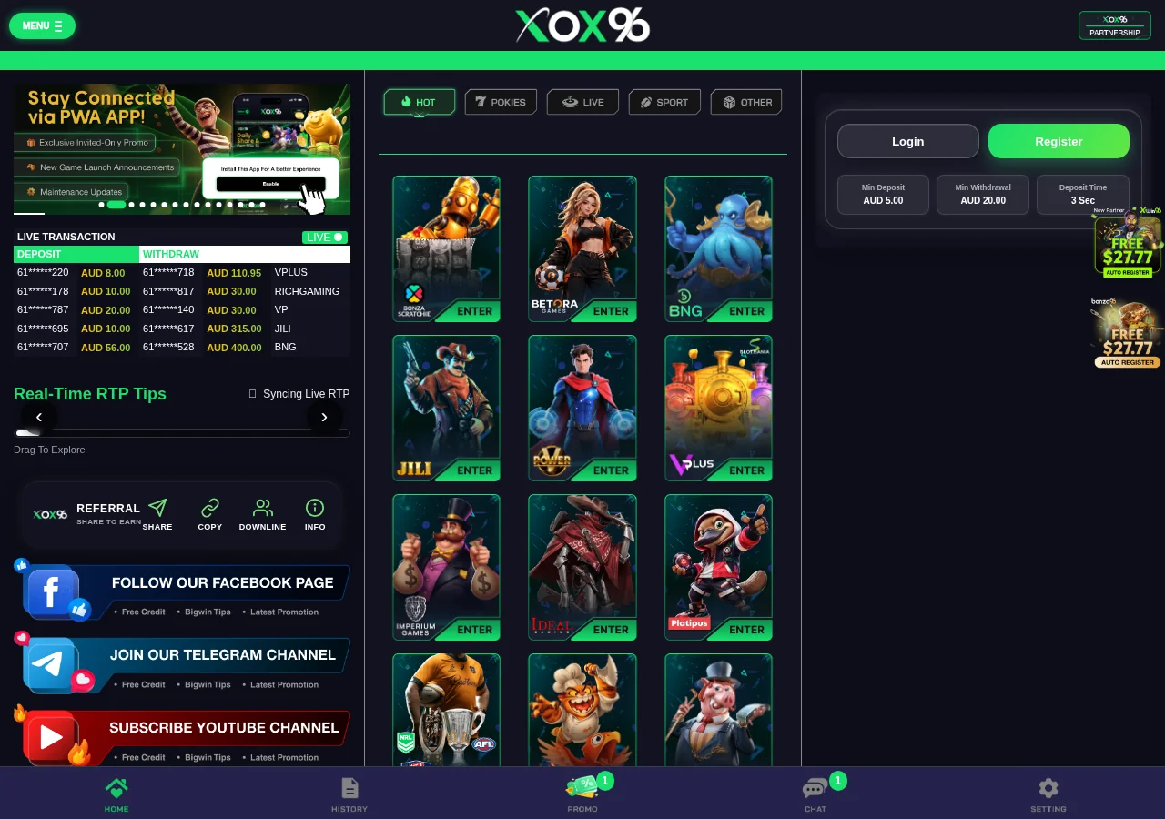 XOX96 game selection software