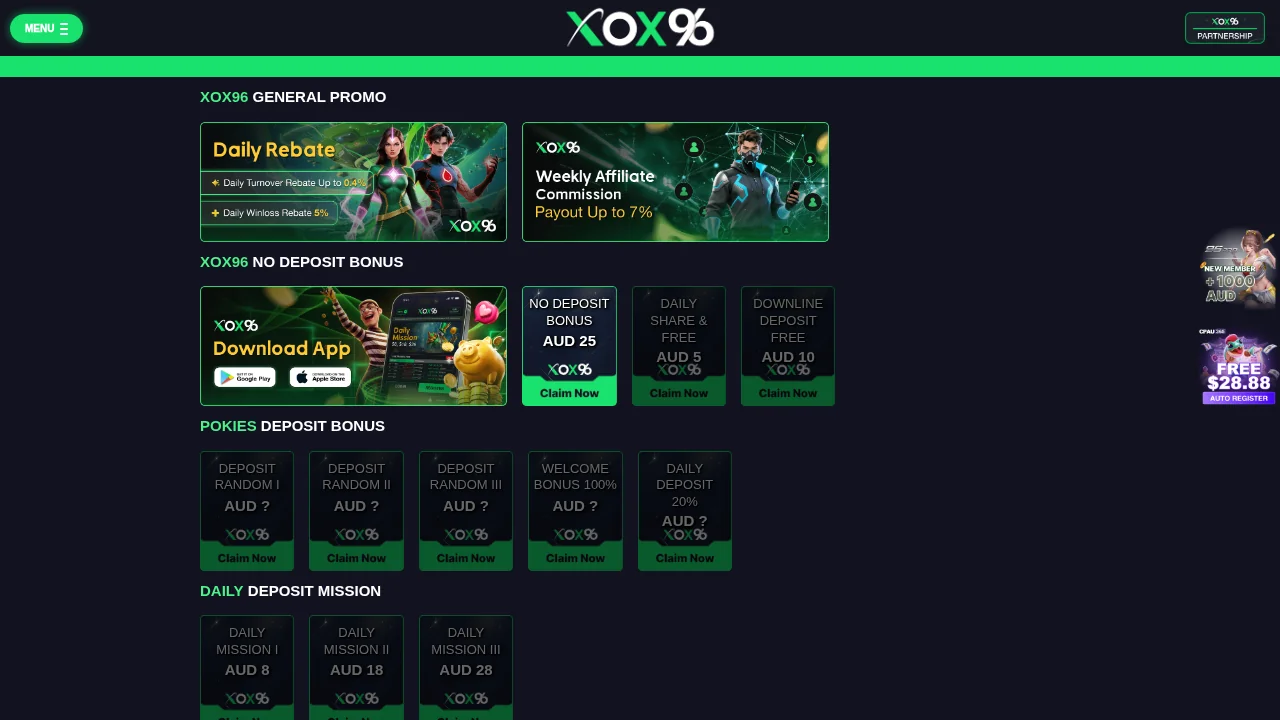 XOX96: Welcome Bonus and Promotions